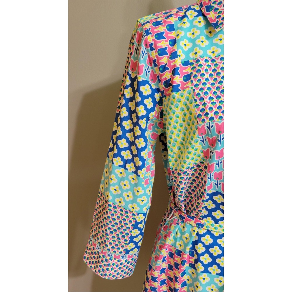 Talbots Island Patchwork Belted Shirt Dress - Picture 5 of 7